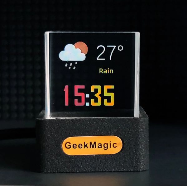 GeekMagic Giftv Crystal Crystal olografico Decorazione desktop Smart Weather Station Digital Clock con animazioni GIF e album di immagini 231221