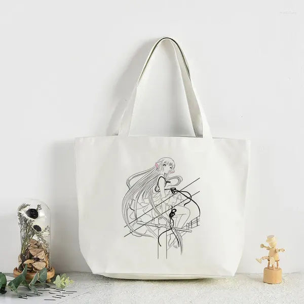 Einkaufstaschen Chobits Chi Design Schulter Canvas großer Kapazität College Harajuku Handtasche Frauen Tasche