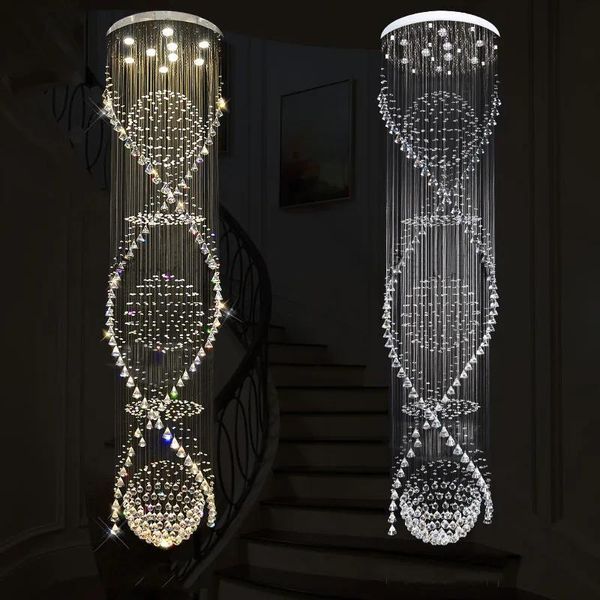 Lampadari lunghi a doppia spirale a doppia spirale cristallo a soffitto luce k9 cristalli lampadario illuminazione lampadario pioggia per le scale per scale per le scale foyer