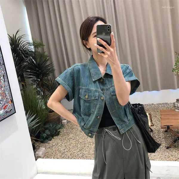 Giacche da donna Giacca di jeans a maniche corte coreana Donne Vintage Summer Coats Coat Female Top Outweare