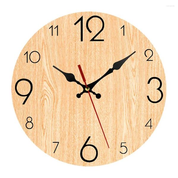 Relógios de parede Relógios vintage de madeira de 12 polegadas retro simples redonda redonda sala de estar de estar no escritório de madeira decoração de carros de madeira