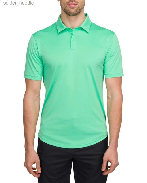 Herren-Polos-Herrenhemd mit rundem Saum-trockener Fit 4-Wege-Stretchstoff Moire Docht-Anti-Odor-UPF50+. Seiten geteilte HEMs L231222