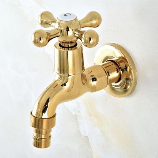 Torneiras de pia do banheiro colorido de cor de ouro de bronze único Máquina de lavagem de montagem de parede Torneira de lavar água ultrapassada Tiradas de água fria 2av141