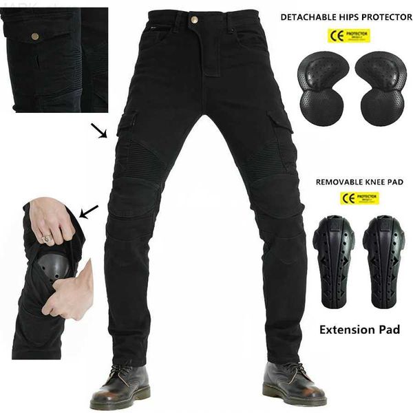 Aparel de motocicleta 2023 Novo calça clássica de jeans de motocicleta de motocicleta com engrenagem protetora Jeans verde preto joelheiras removablel231222