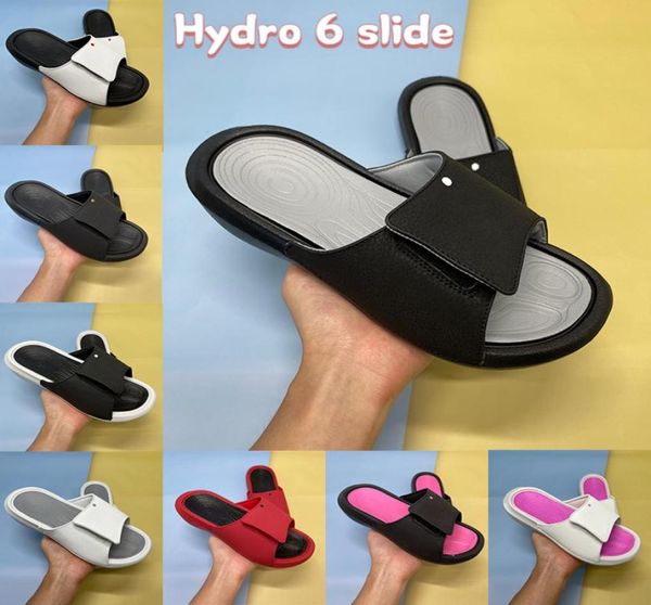 With Box Hydro 6 Slides slipper Sandals men shoes black white wolf grey gym red metallic gold pink mens women Sneakers US 4117835171