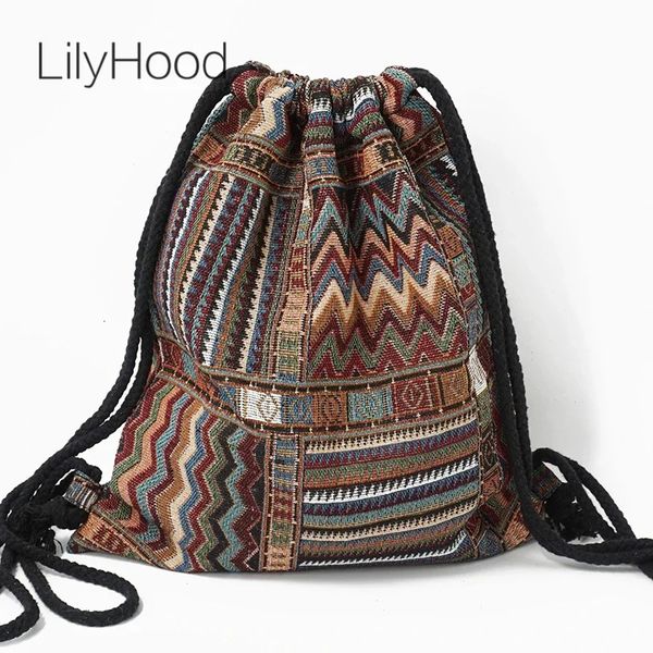 Mochila feminina mochila feminina Bohemian Boho Chic Aztec Ibiza Tribal Casa étnica Casa Brown Brown Sacos de Mochila 231222