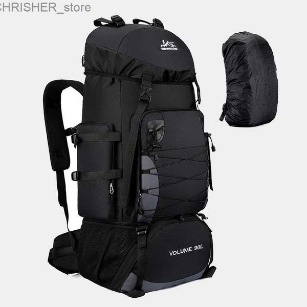 Bolsas ao ar livre 80l 90L Grande bolsa de viagem de mochila de acampamento Menina de bagagem de bagagem de bagagem de caminhada ao ar livre de escalada de trekking homens viajando Bagl231222