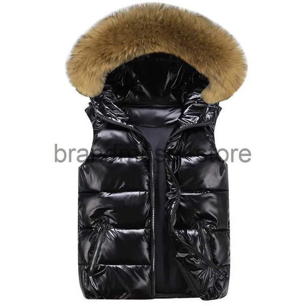 Frauenwesten gefälschte Pelz wasserdichte Weste Frau Jacke Mantel Frau Pufferweste Neu 2024 Korean Herbst Winter Outwear Weste weibliche Ärmeljacke J231222