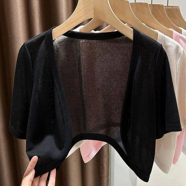 Magliette da donna 2023 Donne coreane Cardigan Shrough Shrug Bolero Slim Woman Punte Open Womens Sottili capispalla