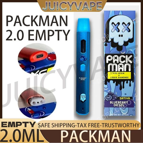 Vazio Packman Live Resin Recarregável Vape Pen Pack homem 2.0ml pod 380mAh Bateria recarregável Sem líquido descartável 10k puff vs dabwoods packwoods runty X runtz