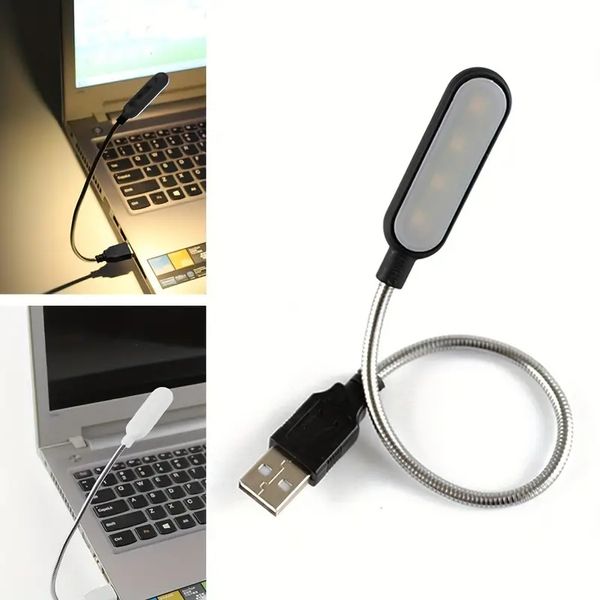 1pc White USB LED LEITE LUZ, PORTÁVEL FLOXIBLE USB ELEY OLHE Protection Light, Laptop Computer Desktop Desk Desk Lamp