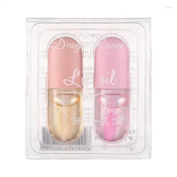 Lip Gloss 2pcs/conjunto de kit de albatéia antiaderente de volume instantâneo Lips Oil hidratante Reparando Reduza cosmético de soro de linha fina