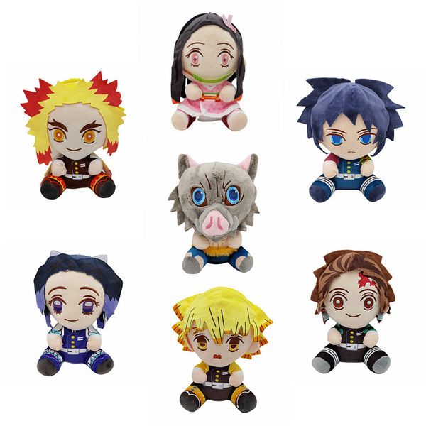 22 см. Японские аниме демоны Slayer Plush Toys Lovely Tanjiro Kamado милый nezuko kamado hashibira inosuke cartoon fachoned плюшевые куклы 7 стилей