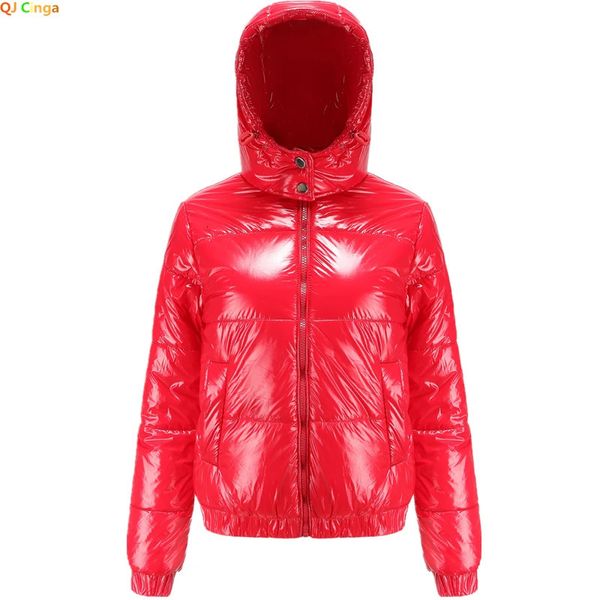 Hellrote Frauen mit Kapuze Dicke Jacke Winter Dicke Mantel Mode warme Frauen Parkas Royal Blue Golden gelb schwarzer Außenbekleidung 231221