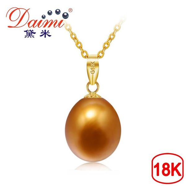 Daimi 8 5-9mm Tatlısu İnci Kahverengi Renk Kolye Kolye 18K Sarı Altın Kolye Yaz Kolye Güzel Takılar J190718305W