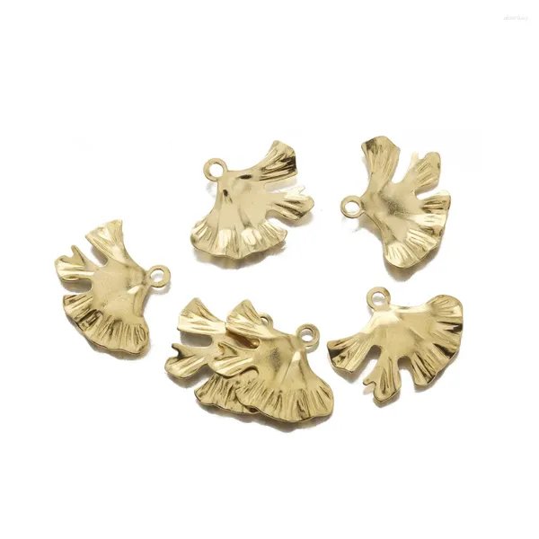 Charmos 10pcs Brass Ginkgo Folhas de árvore de ouro para brinco de bracelete de bracelete DIY Brincos de colar