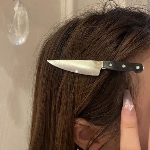 Clip per capelli Hip Hop Sfogli per tavolini da coltello da cosplay creativo Hairpins Y2K Accessori per donne Punk Weepelling 2023