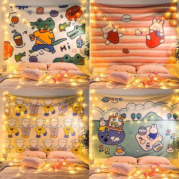 Arazzi kawaii ragazza anime rosa Tapestry carino femminile da ragazza del muro appeso giapponese per bambini coreano Dorma Regali di decorazione