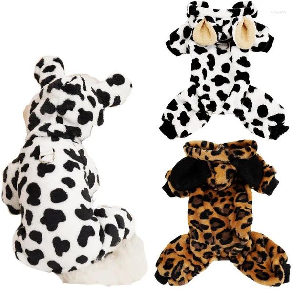 Abbigliamento per cani Leopard Caldo vestiti per animali domestici inverno inverno salto in saljamas tute per cani di piccola cucciolo Yorkshire Terrier cucciolo di cucciolo Pijamas l