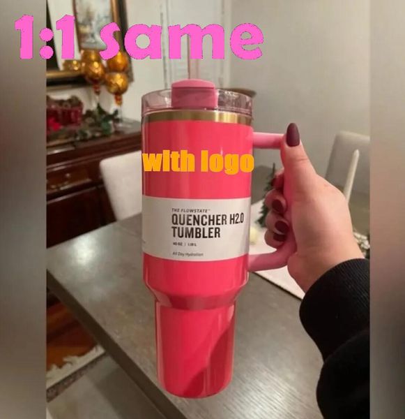 Pembe Geçit Töreni 40oz Söndürücü H2.0 Kupa Kampları Kamp Seyahat Araba Kupası Tumblers Silikonlu Silikonlu Tutarla Sevgililer Günü Hediyesi 1: 1 Aynı Logo DHL Nakliye E1222