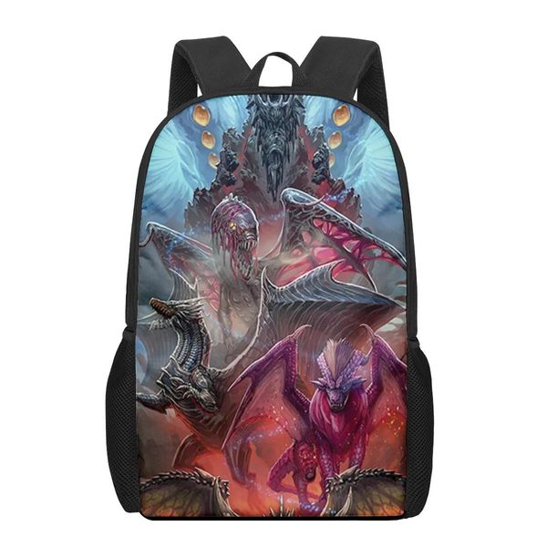 Bags Monster Hunter World Iceborne 3D Muster School Tasche für Kinder Mädchen Jungen Freizeitbuchbeutel Kinder Rucksack Jungen Mädchen Schulbag