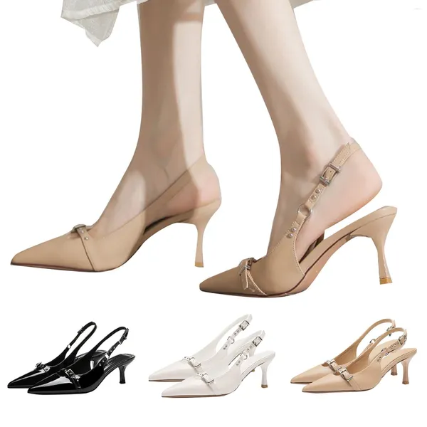 Scarpe eleganti Pompe slingback di moda per donne con punta di punta con i tallone tallone tallone talloni tacco tacco