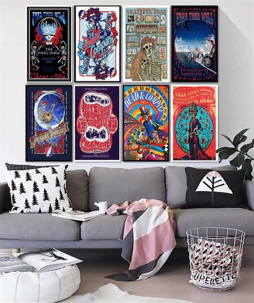 Плакаты Grateful Dead плакаты рок -музыкальные плакаты холст картины Печать Nordic Art Picture Home Decor Q0723264V2233959