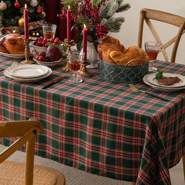 Tischtuch Weihnachten und Jahr Retro Square Grid Round Kaffeeabdeckung