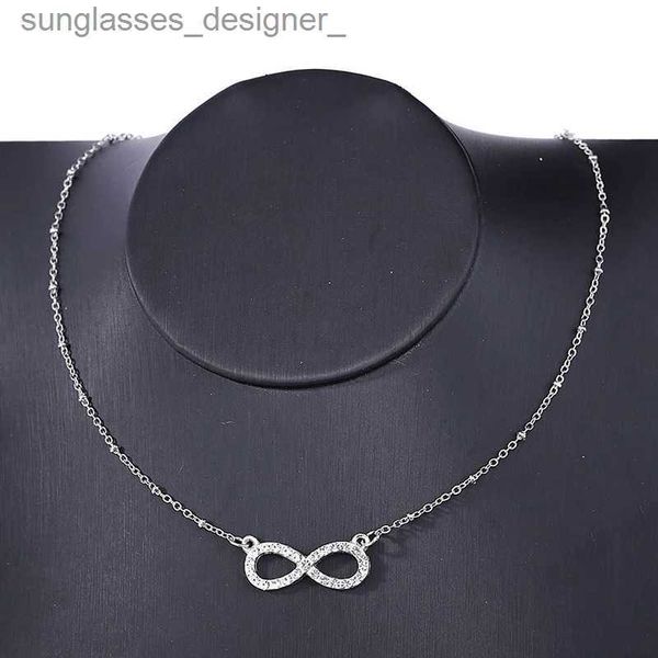Anhänger Halskette Huatang Mode -Strass -Infinity -Halskette für Frauen Silber Farbketten LA Party -Kragen Schmuck an der Halskette 231222