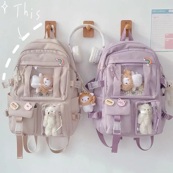 Backpack de garotas japonesas Backpack de grande capacidade para bolsos de vários bolsos kawaii harajuku fofo 231222