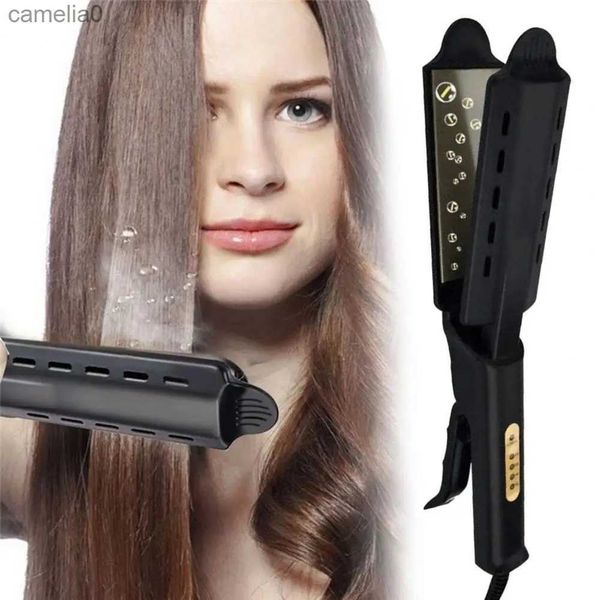 Haarburler glättert 2 in 1 Haarglätter und Curling Iron Ceramic Professional Dampf Haarglätter flachem Eisen -Eisenl231222