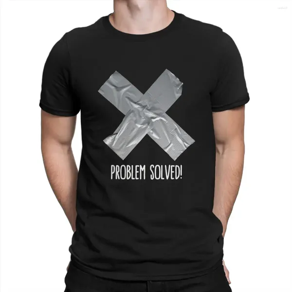 Camisetas masculinas resolvidas homens resolvidos fita adesiva camiseta camiseta de manga curta camisetas de pescoço redondo roupas de algodão puro roupas de presente