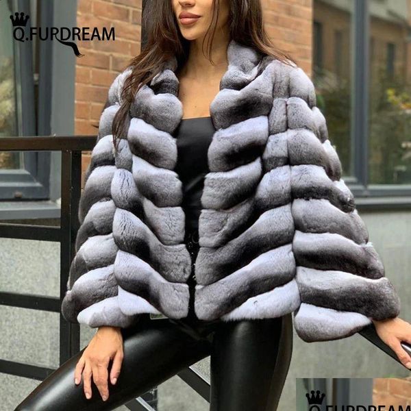 WOMENS Down Parkas Top Rabbit Fur Coat Genuine Rex Jackets Classic Chinchilla Color Slim Short Fashion Over -Coat Winter Style 231116 DR DHNTK