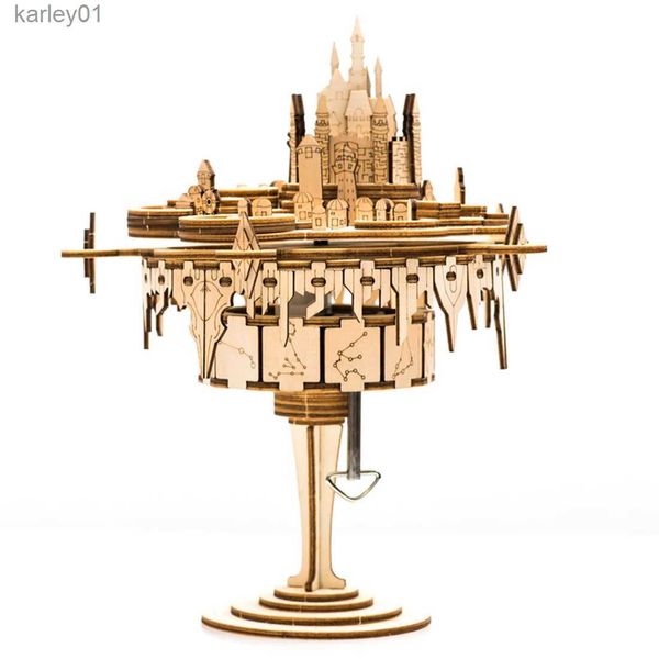 3D Buzzles 3D деревянный замок Sky Castle Music Box Diy Wood Buzzel Model Kit Ctreation Pired для 6+ YQ231222