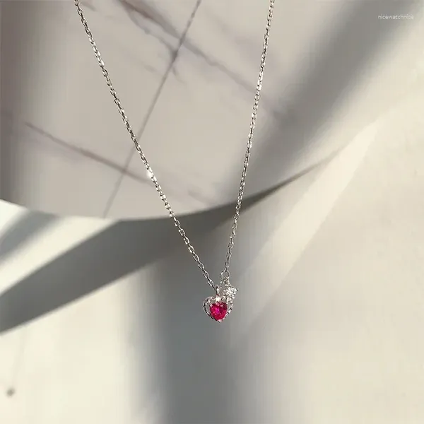 Anhänger Halsketten rotes Liebe Herz für Frauen Hochzeit Originalität Einfachheit Trend ästhetischer Schmuck Langer Statement Party Geschenkgroßhandel Großhandel