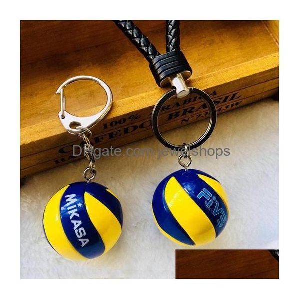 Key Rings 5Pcs/Lot Volleyball Keychain Business Birthday Pvc Gifts Top Football Beach Ball Key Ring Chains Drop Delivery Jewelry Dhsbz
