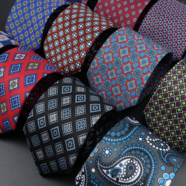 Tie tinsine di novità Microfibra Necktie Super morbida imitazione Silk Paisley for Men Incontro d'affari Incontro Gravatas Formale da 7 cm Slim Mashion cravatta