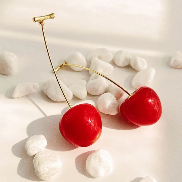 Dangle Kronleuchter Accessoires für Frauen Rote Kirschohrringe für Frauen Frucht Statement Dangle Ohrring Hochzeitsfeier koreanische Süße Schmuck Geschenk Mujer 231222