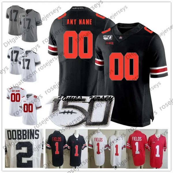 Jam Ohio State Buckeyes 4 Chris Chugunov 6 Jameson Williams 12 Gunnar Hoak 22 Seele Chambers 23 Marcus Crowley preto vermelho branco 150th Jersey