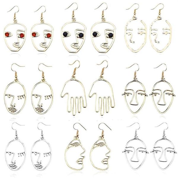 Dangle Kronleuchter Mode durchbohrtes Gesicht Ohrringe Persönlichkeit übertrieben Mädchen Metall Silhouette Student Daily Schmuck Geschenk314f