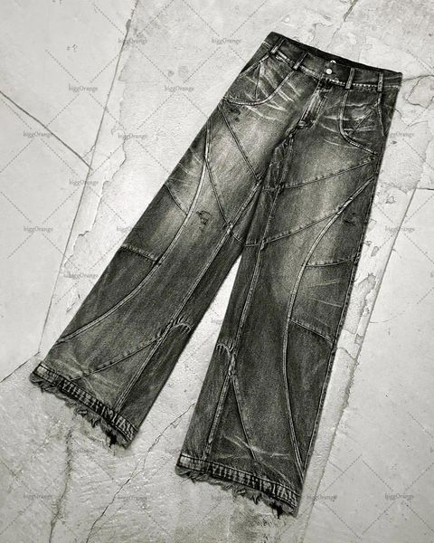 Jeans masculinos 2023Y2K American Gothic Punk High Cídhar Black Retro Retro Hip Hop Harajuku solto de perna larga feminina feminina