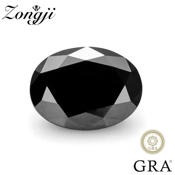 Zongji Real Loose Oval Cut Diamond Black Color Stone With GRA Certificado Testador de Jóias Finas Material de Jóias Gem Mertes 231221