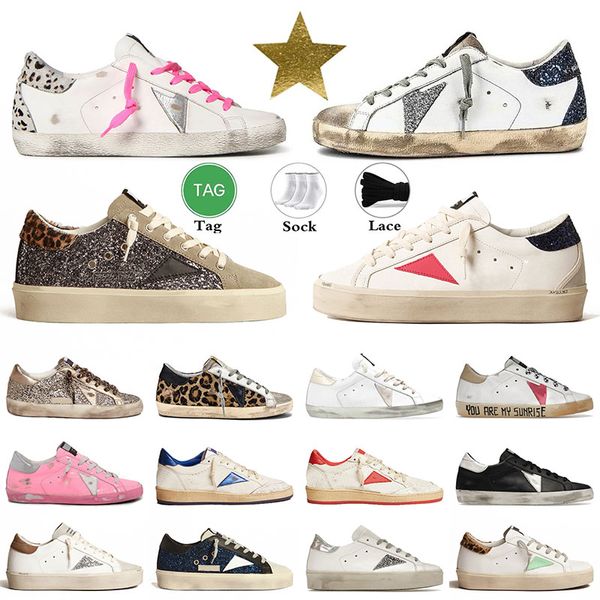 2024 Golden Designer Sneakers Luxurys Slas lässige Schuhe Leder Italien Drecks alte Schuhmarke Frauen Männer Super-Star Ball Star Trainer Gäste Sport Dirty Shoe 36-45