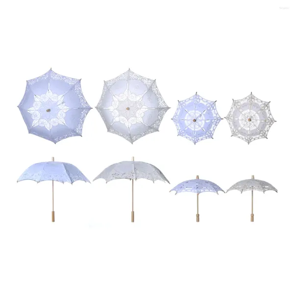 Regenschirme handgefertigtes Regenschirm Brauthochzeitsmittel Spitze Baumwoll Parasol Stickerei Bambus