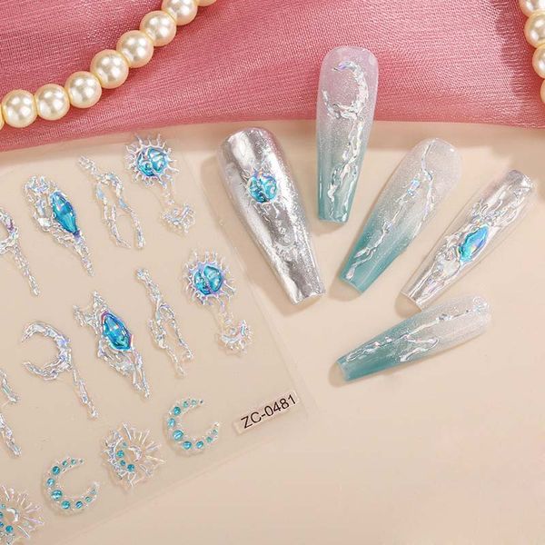 5 folhas Moon Star Nail Art adesivos Decalques de suprimentos de unhas autoadesivas Acessórios de decoração de design de unhas