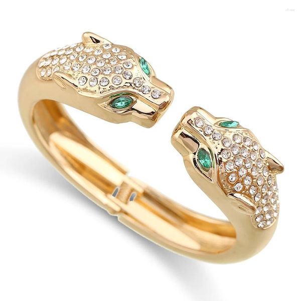 Armreifen Doppel Leoparden Frauen trendy Schmuck für Hochzeits Engagement Party Statement im Goldfarbe Großhandel