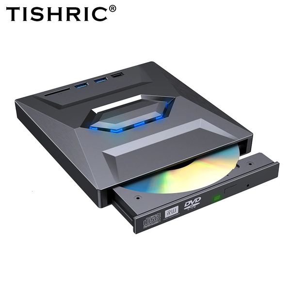 Tishric Externo DVD DVD DVD USB 3.0 Tipo C Cabo Portátil Player Optical CD DVD RW Drive Writer Burner para Laptop Notebook 231221