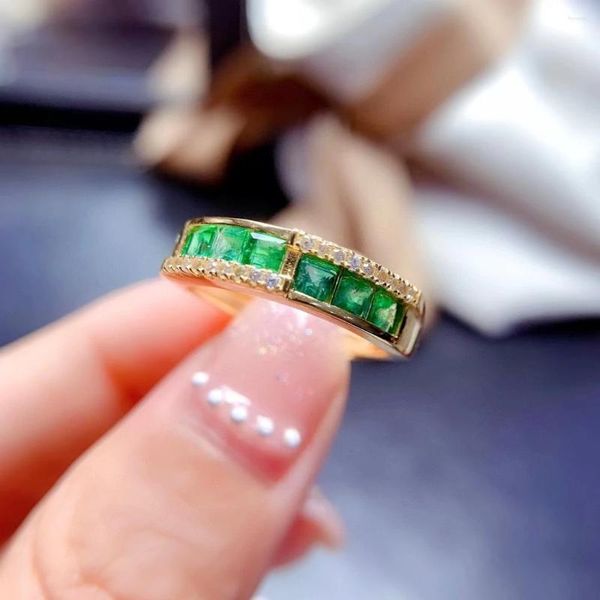 Anelli a grappolo Meibapj Fashion smeraldo naturale per donne Real 925 Sterling Silver Fine Wedding Jewelry