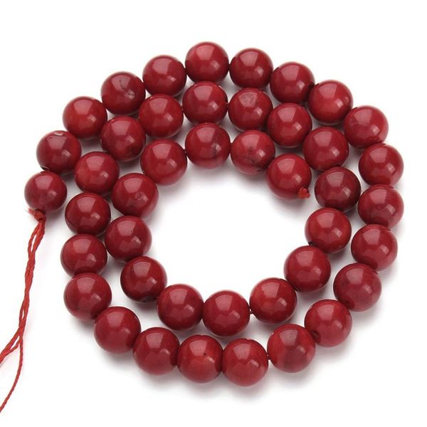 Perle di corallo rosso rotonde a 1strand perle di pietra naturale per perle di gioielli per gioielli che producono perle sciolte per braccialetti fai -da -te231e