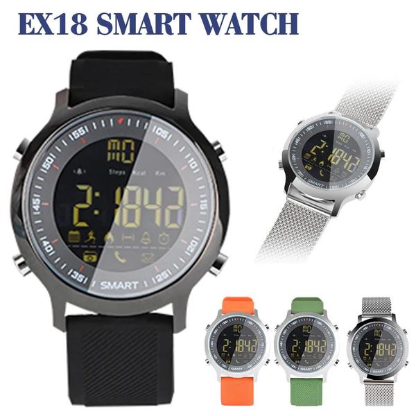 Watches Smart Watch Ex18 Fitness Tracker Su Geçirmez Calory Pedometre Akıl Swatches Bileklik Bluetooth Çağrı ve Mesaj IOS Andr için Hatırlat